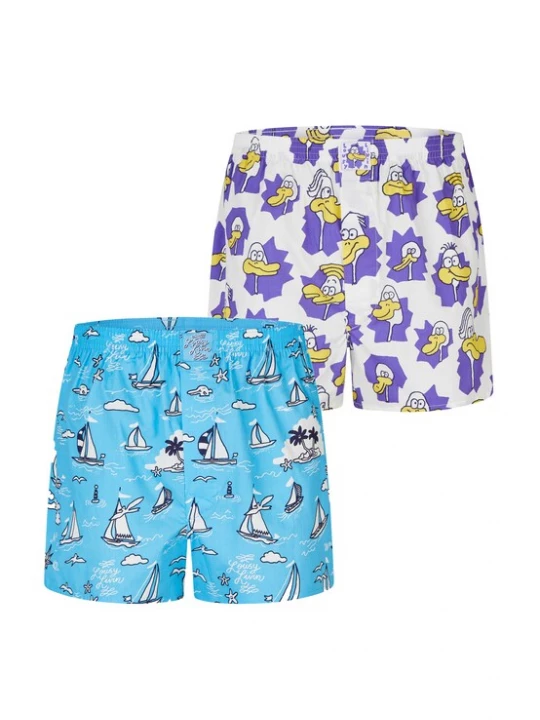 Foto van product Lousy Livin Boxershorts 'Boats & Ducks' blauw / lila / wit