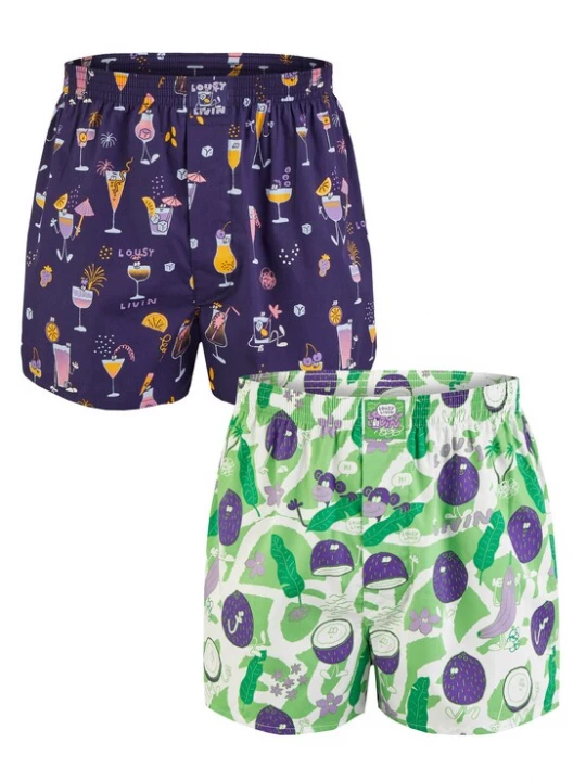 Foto van product Lousy Livin Boxershorts 'Coconut & Cocktails' groen / lila