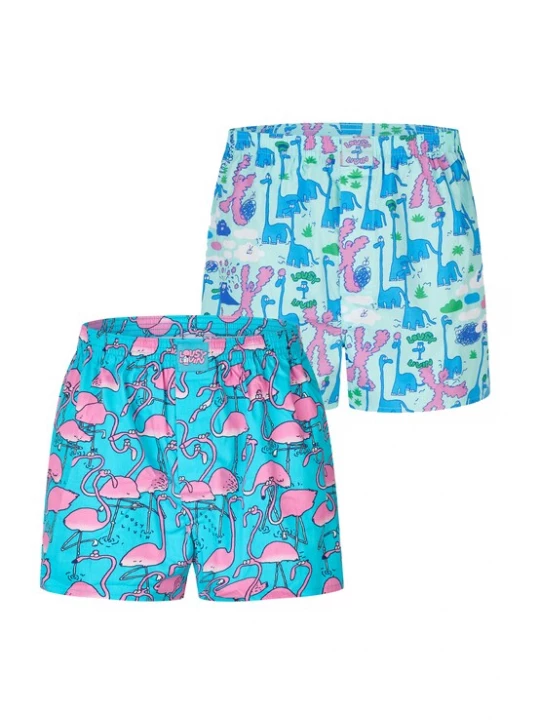 Foto van product Lousy Livin Boxershorts 'Dino & Greater Flamingo' blauw / pink