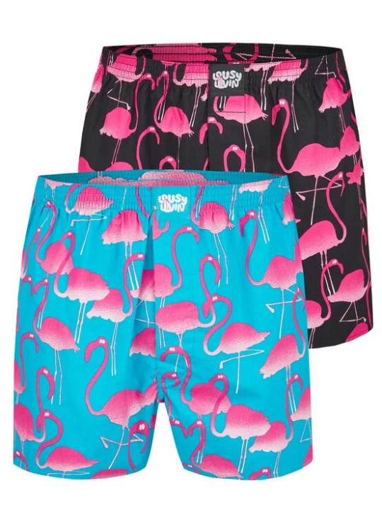 Foto van product Lousy Livin Boxershorts 'Flamingo' blauw / pink / zwart