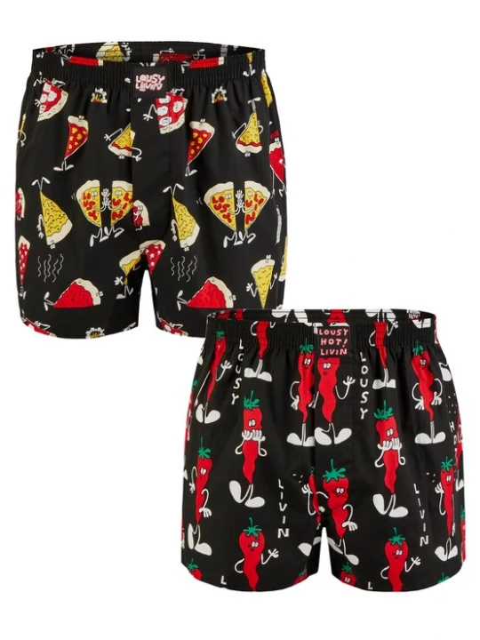Foto van product Lousy Livin Boxershorts 'Pizza & Chilli' zwart