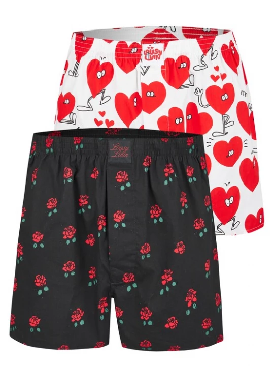 Foto van product Lousy Livin Boxershorts 'Rose & Valentines' rood / zwart