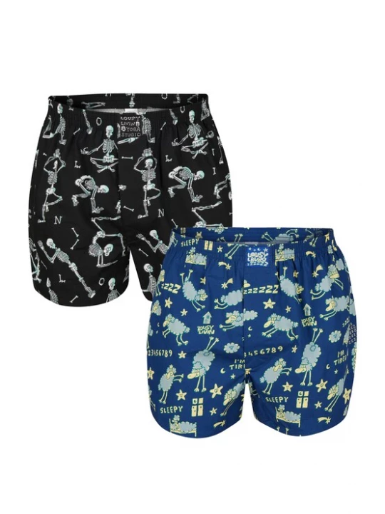 Foto van product Lousy Livin Boxershorts 'Sheep & Yoga' blauw / hemelsblauw / zwart
