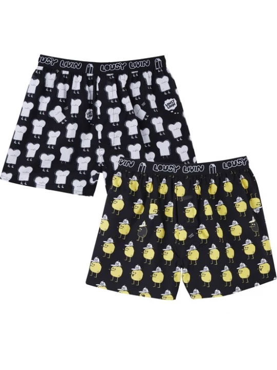 Foto van product Lousy Livin Boxershorts 'Toast & Zitrone' gemengde kleuren / zwart