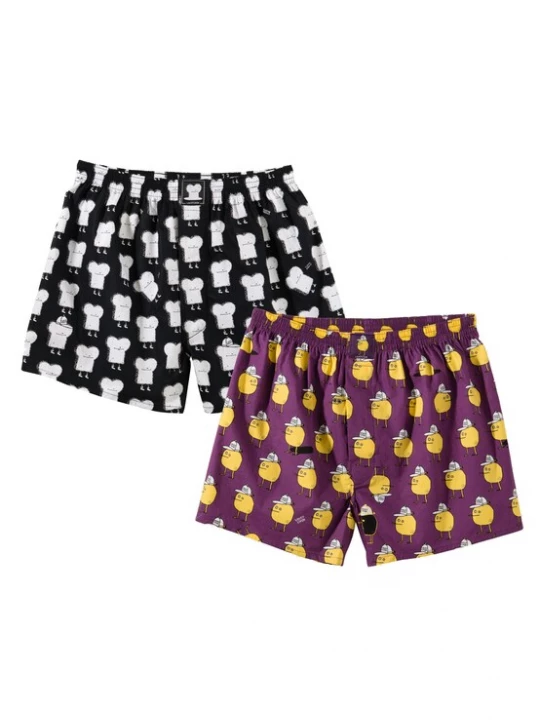 Foto van product Lousy Livin Boxershorts 'Toast Zitrone' lila / zwart
