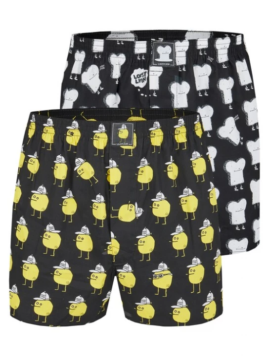 Foto van product Lousy Livin Boxershorts 'Toast & Zitrone' zwart
