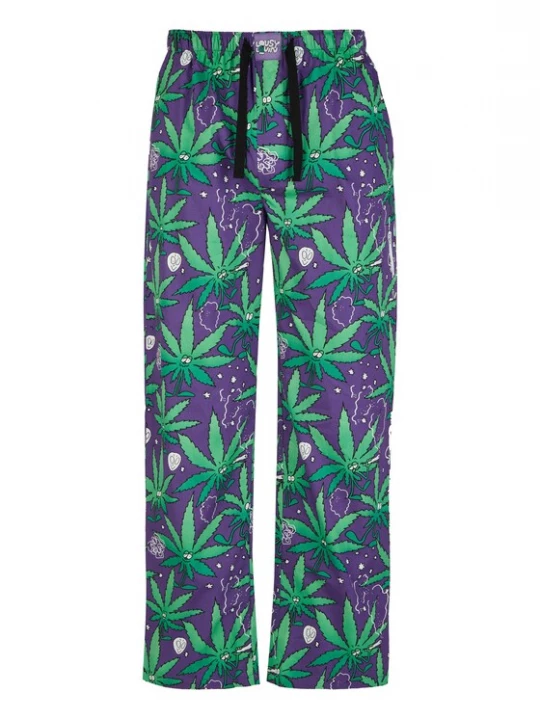 Foto van product Lousy Livin Pyjamabroek 'Weedy' groen / lila / wit