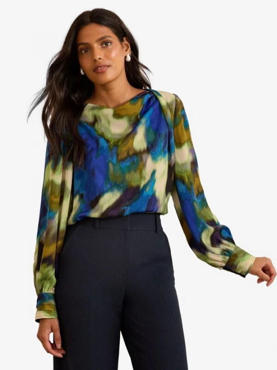 Foto van product love & roses Blouse beige / blauw / olijfgroen / lila