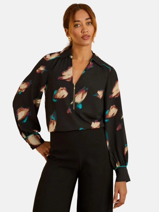 Foto van product love & roses Blouse beige / turquoise / pink / zwart