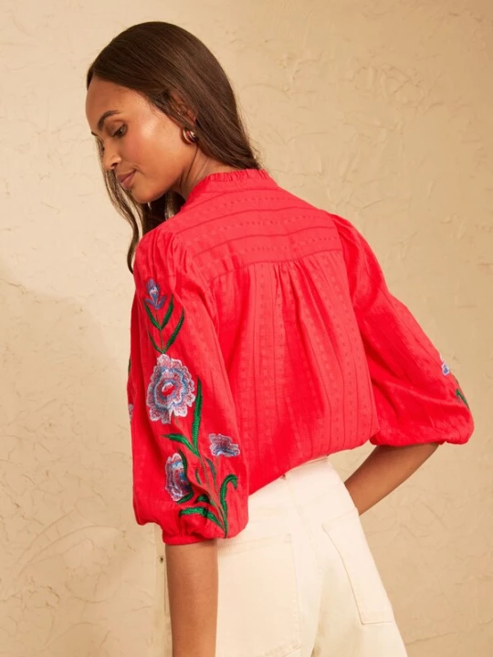 Foto van product love & roses Blouse blauw / donkergroen / rood / offwhite