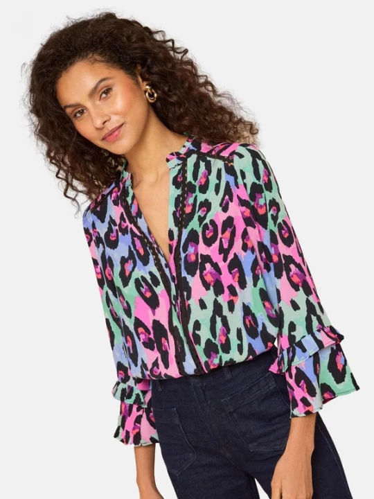 Foto van product love & roses Blouse blauw / pink / donkerroze / zwart