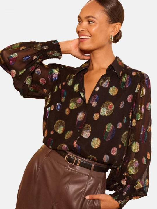 Foto van product love & roses Blouse bruin / goud / riet / rosé