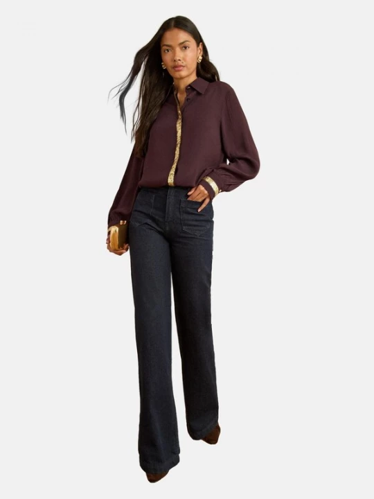 Foto van product love & roses Blouse chocoladebruin / goud