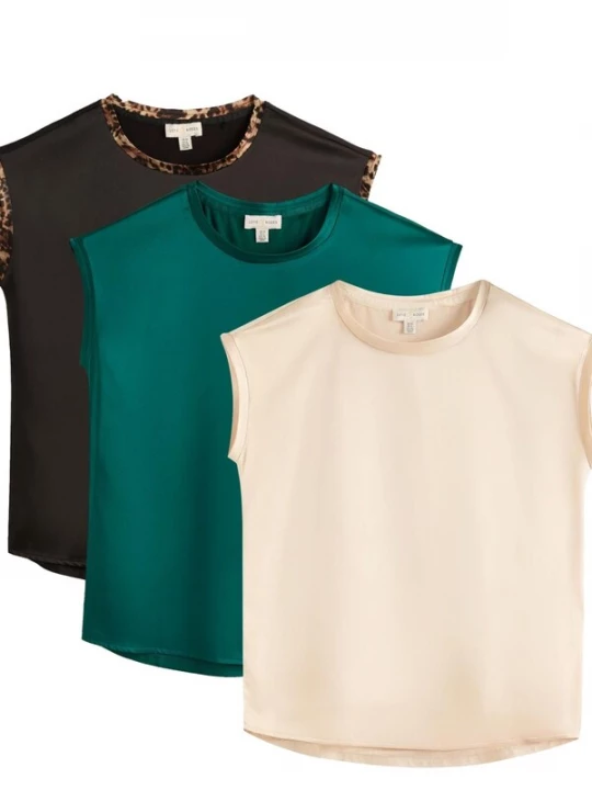 Foto van product love & roses Blouse crème / bruin / smaragd / zwart