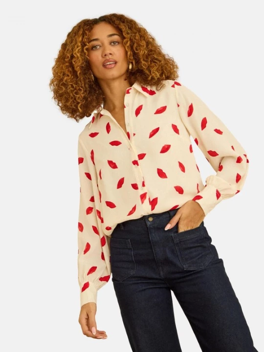 Foto van product love & roses Blouse crème / vuurrood