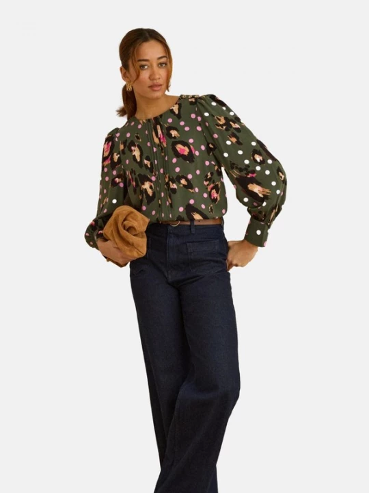 Foto van product love & roses Blouse geel / kaki / rood