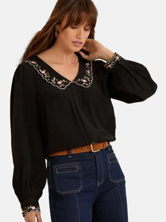 Foto van product love & roses Blouse grasgroen / rosa / zwart