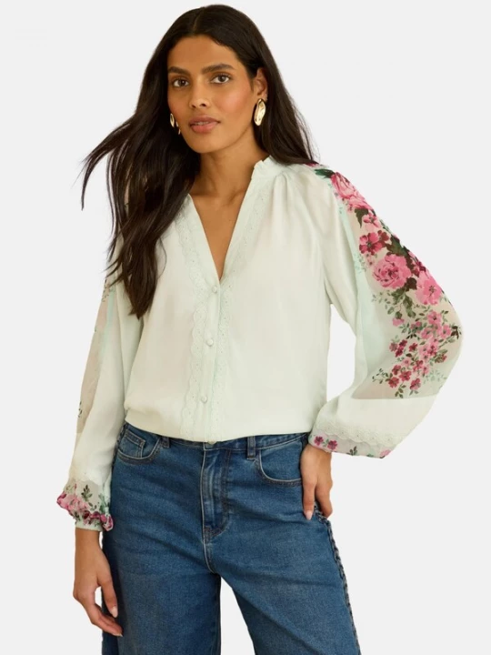 Foto van product love & roses Blouse groen / mintgroen / bessen / lichtroze