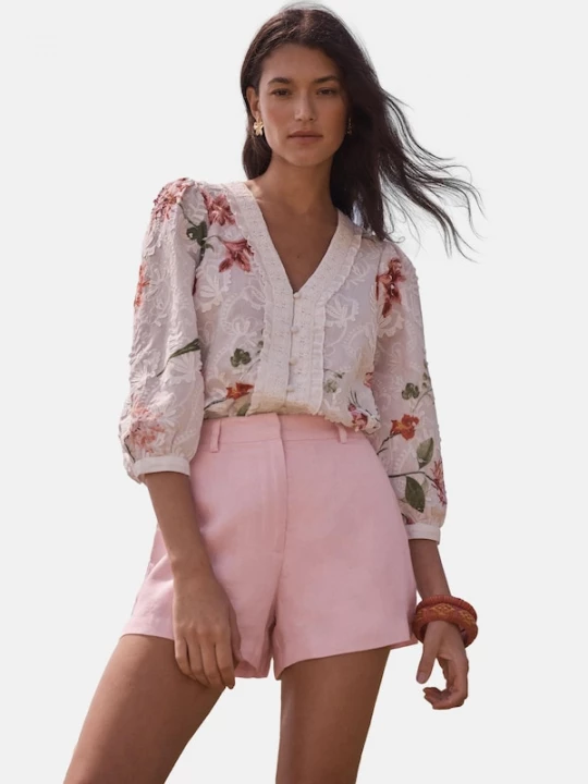 Foto van product love & roses Blouse groen / rosa / donkerrood / wit