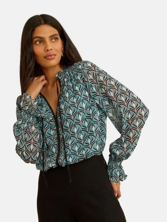 Foto van product love & roses Blouse hemelsblauw / zwart / wit