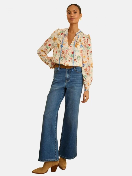 Foto van product love & roses Blouse ivoor / spar / knalrood