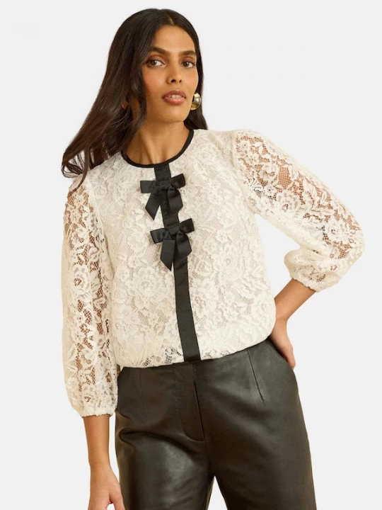 Foto van product love & roses Blouse lichtbeige / zwart