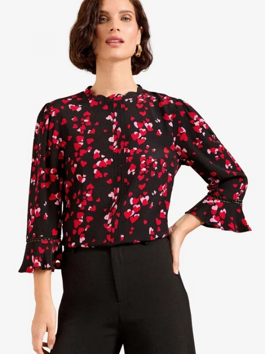 Foto van product love & roses Blouse lichtroze / donkerrood / zwart