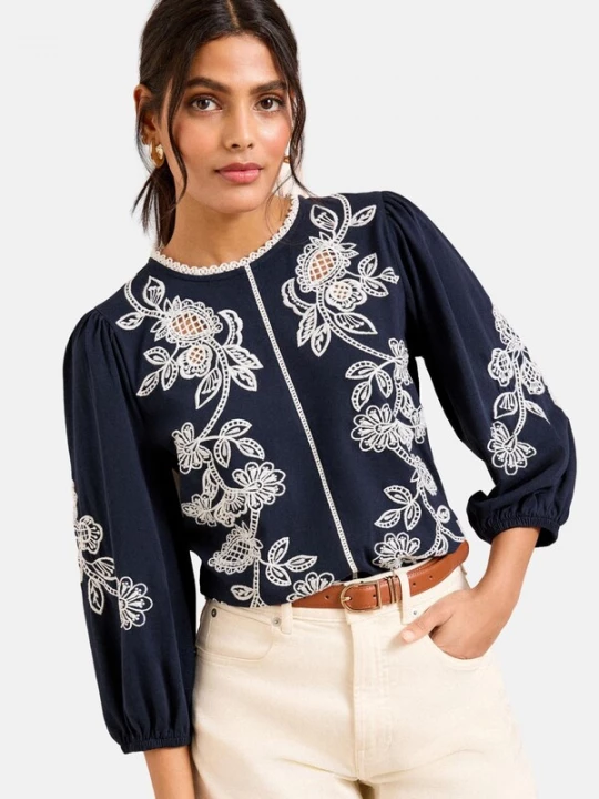 Foto van product love & roses Blouse navy / offwhite