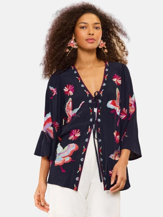 Foto van product love & roses Blouse navy / rosa