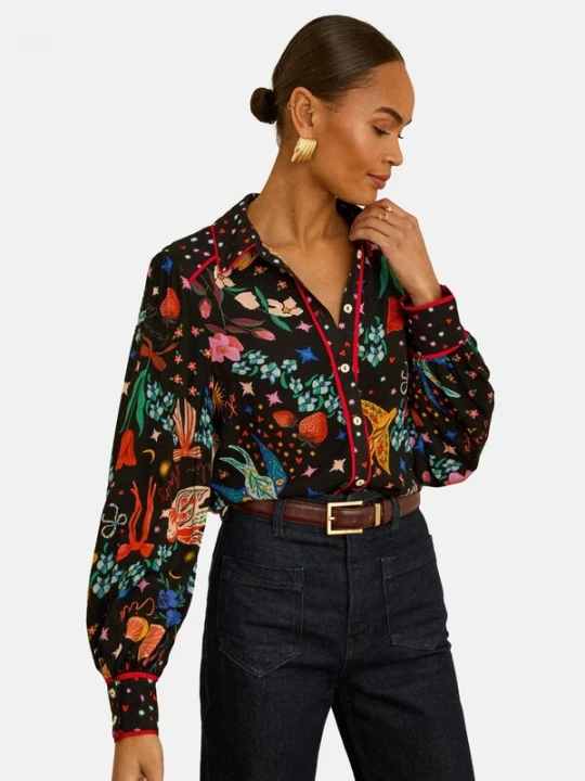 Foto van product love & roses Blouse oranje / pink / rood / zwart