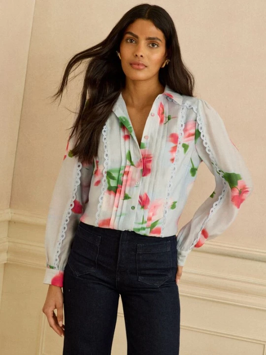 Foto van product love & roses Blouse pastelblauw / groen / pink / pastelroze