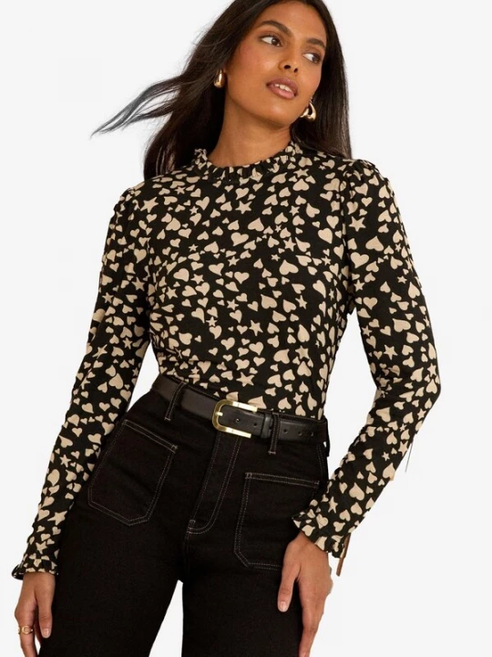 Foto van product love & roses Blouse sand / zwart