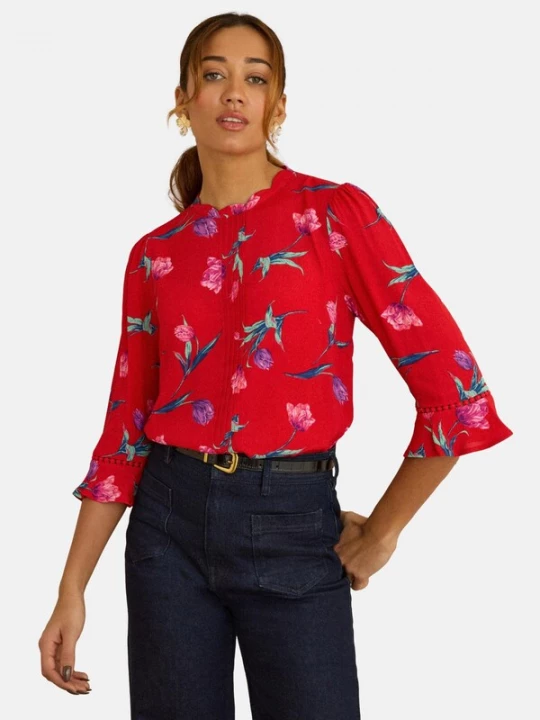 Foto van product love & roses Blouse spar / lichtgroen / rosa / rood