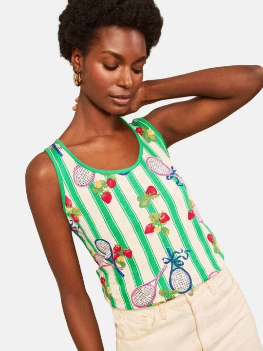 Foto van product love & roses Bodywarmer ecru / groen / eosine / rood