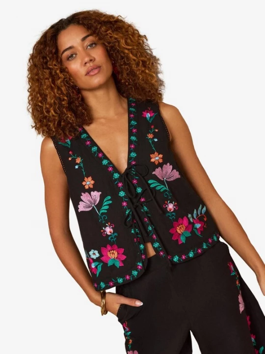 Foto van product love & roses Bodywarmer groen / sering / fuchsia / zwart