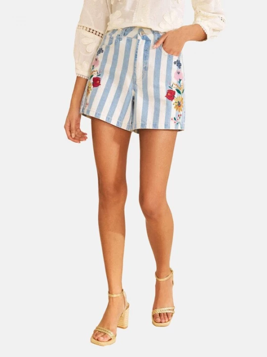 Foto van product love & roses Broek lichtblauw / donkergeel / rood / wit