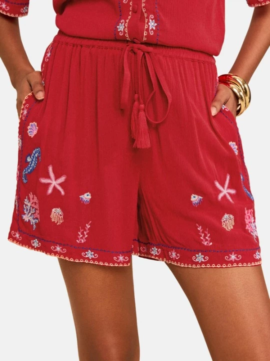 Foto van product love & roses Broek navy / pasteelgeel / lichtroze / rood