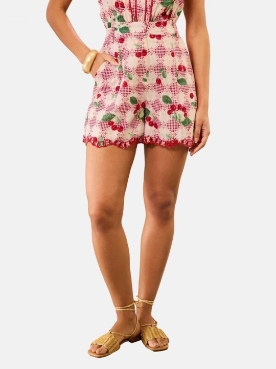 Foto van product love & roses Broek spar / bloedrood / lichtrood / wit