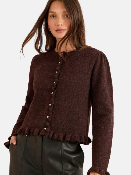 Foto van product love & roses Gebreid vest chocoladebruin