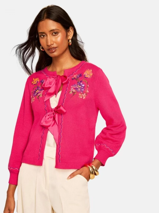Foto van product love & roses Gebreid vest geel / groen / lila / pink