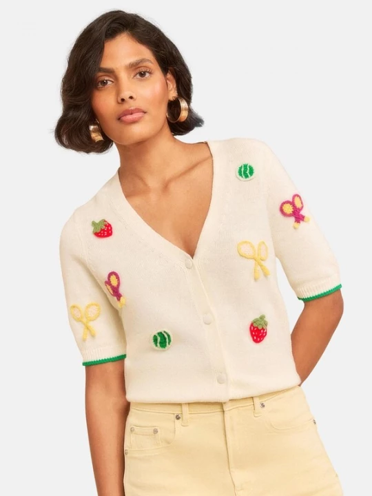 Foto van product love & roses Gebreid vest ivoor / geel / groen / rood