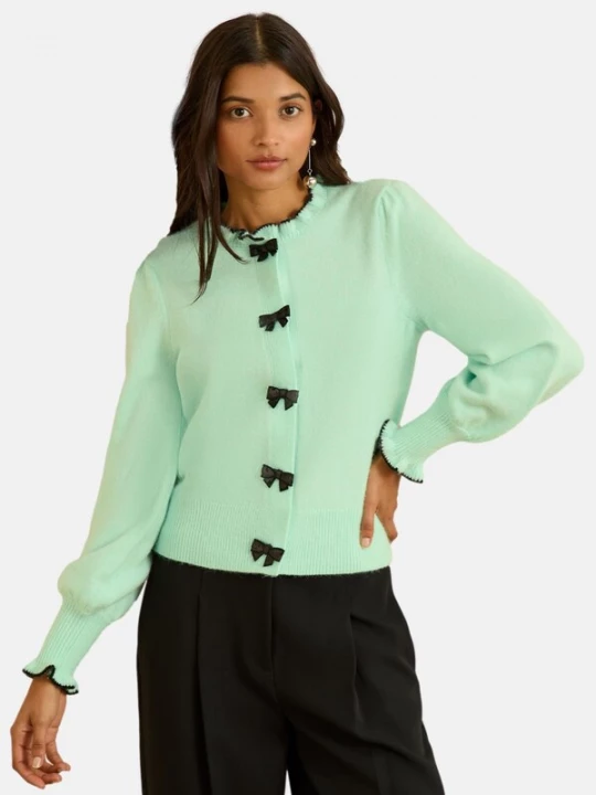 Foto van product love & roses Gebreid vest mintgroen / zwart