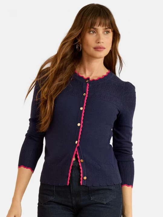 Foto van product love & roses Gebreid vest navy / knalrood