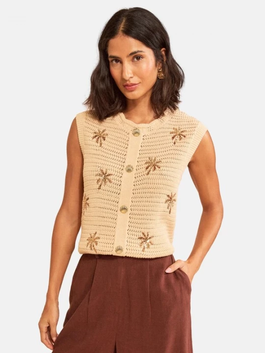 Foto van product love & roses Gebreide bodywarmer beige / bruin