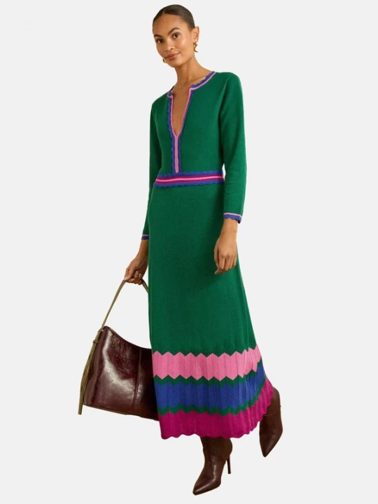 Foto van product love & roses Gebreide jurk blauw / groen / pink / donkerroze
