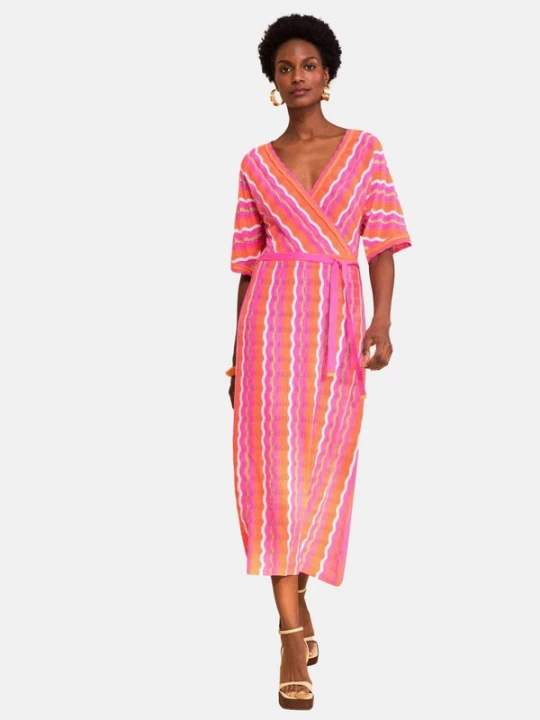 Foto van product love & roses Gebreide jurk oranje / pink / wit