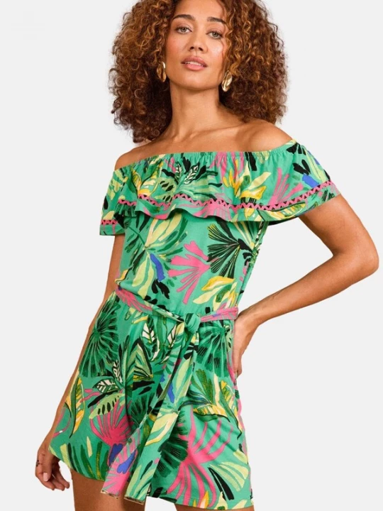 Foto van product love & roses Jumpsuit geel / groen / donkergroen / pink
