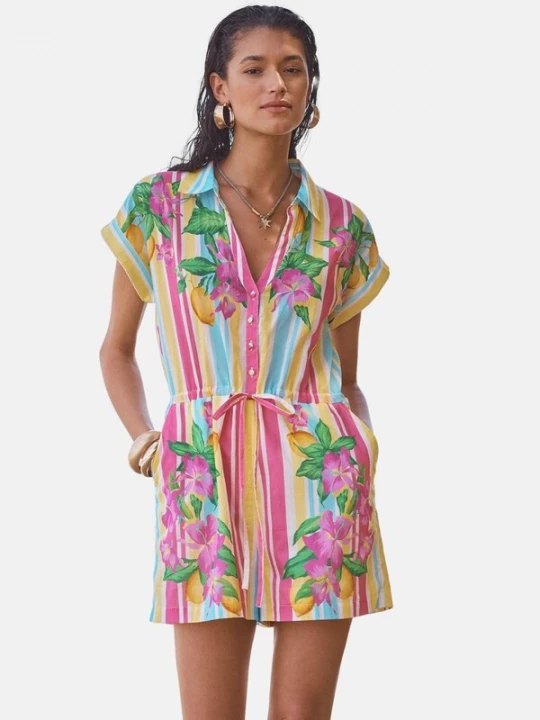 Foto van product love & roses Jumpsuit hemelsblauw / geel / grasgroen / lichtroze