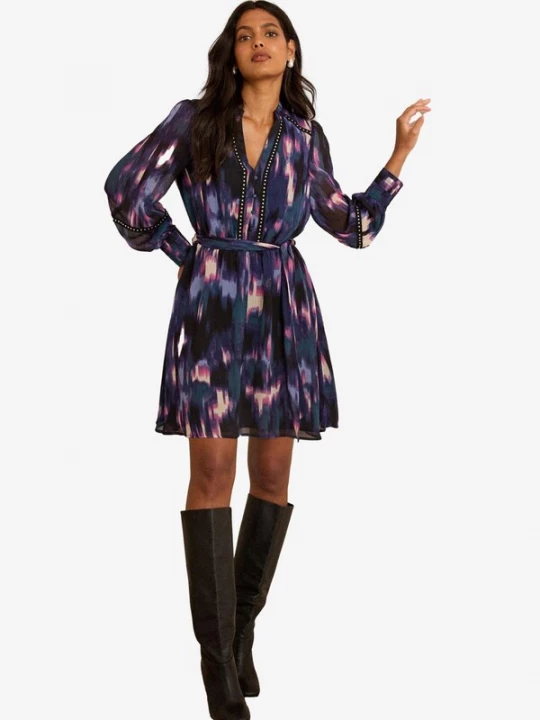Foto van product love & roses Jurk 'Notch' blauw / lila / pink / zwart