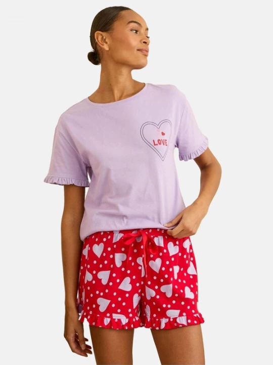 Foto van product love & roses Korte pyjama sering / rood / zwart